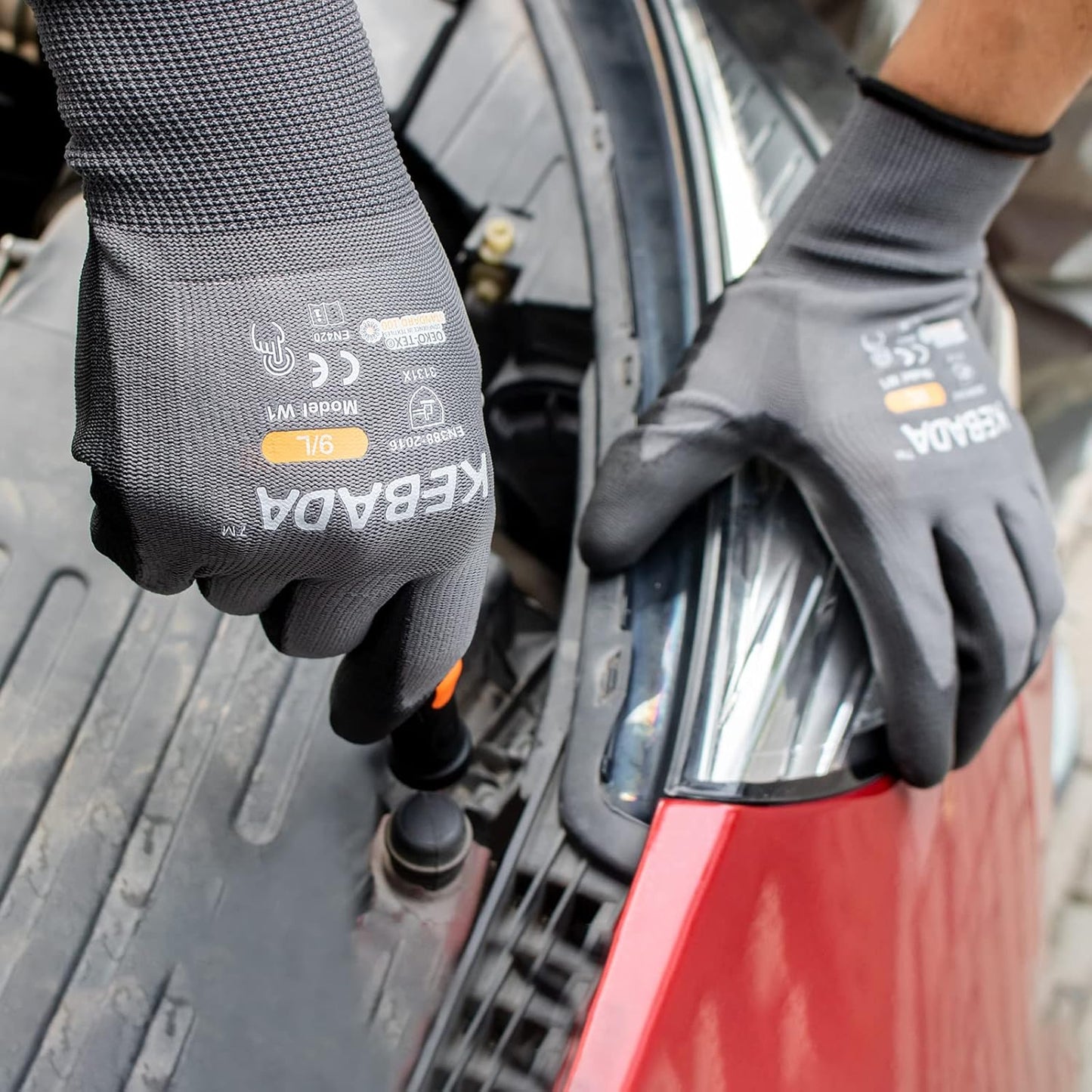 Kebada Safety Work Gloves,120 Pairs Bulk Pack, Touchscreen, PU Coated, Ideal for Warehouse, Construction, Gardening and Mechanics, Grey, Medium