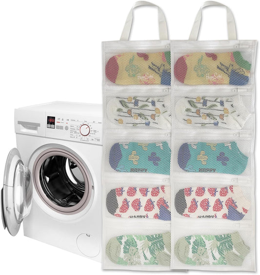Mesh laundry bags for washing machine, can wash 10 pairs of socks, maintain shape, keep one pair,Laundry room organization suitable for socks and small items, 2pcs (Small)