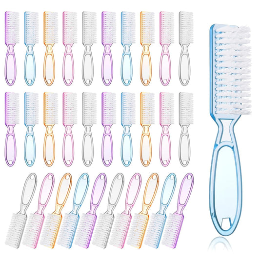 50 Pcs Handle Grip Nail Scrubber Brushes, Manicure Pedicure Cleaning Brushes for Fingernails and Toes, Multi-Purpose Cleaning Tools in 5 Colors
