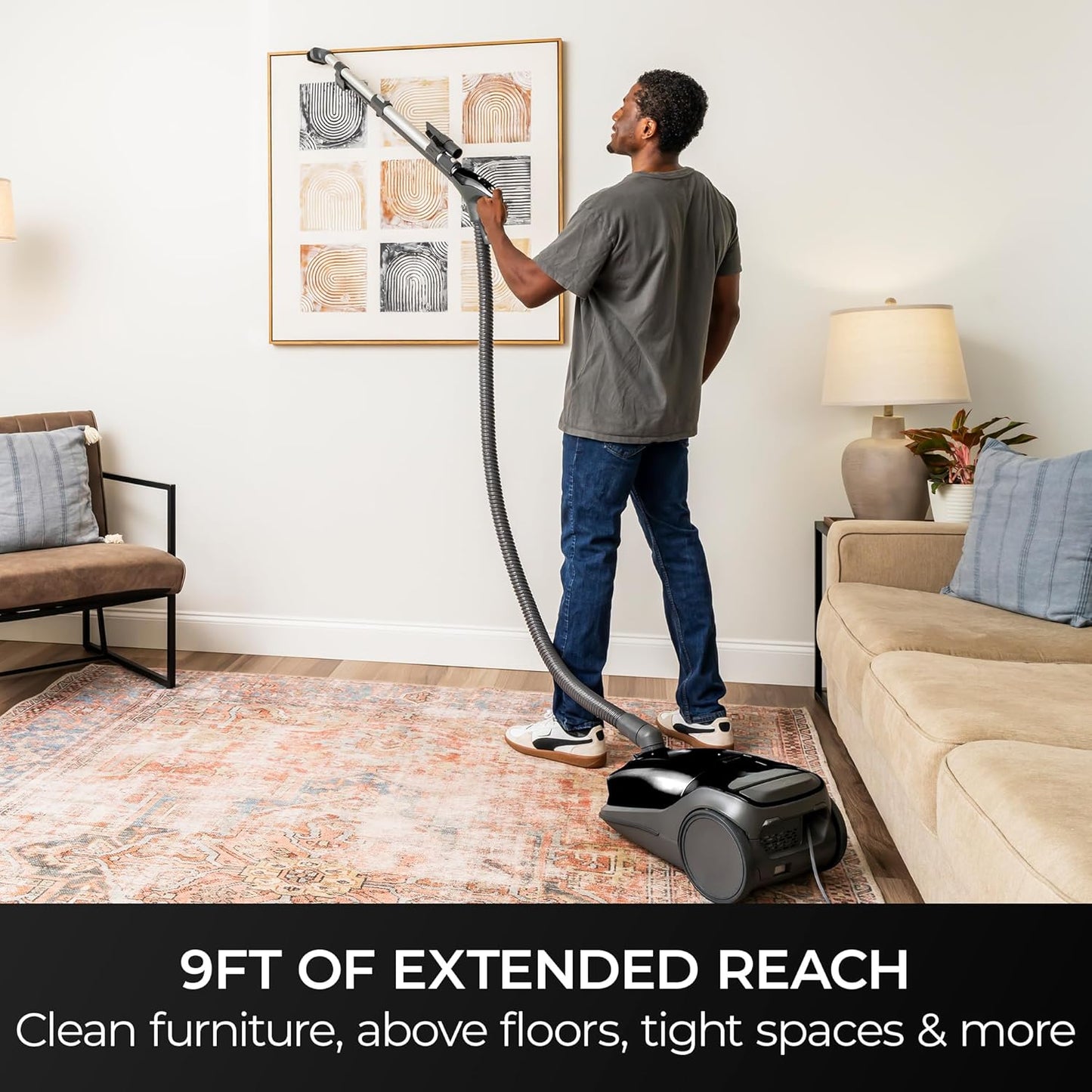 Kenmore BC3006 400 Series Pet Friendly Lightweight Bagged Canister Vacuum Cleaner 2-Motor Design with Hair Eliminator Brushroll, HEPA Filter, LED Headlight, Extended Wand and Auto Cord Rewind