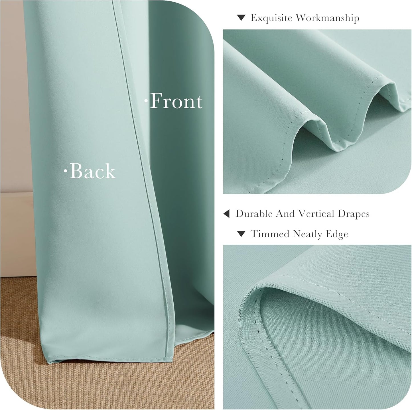 PONY DANCE Aqua Blackout Curtains 80 inch Long 2 Panels Set, Thermal Insulated Solid Grommet Closet Curtains for Bedroom Closet Door, Temporary Doorway Cover Room Divider Drapes, W 55" x L 80"