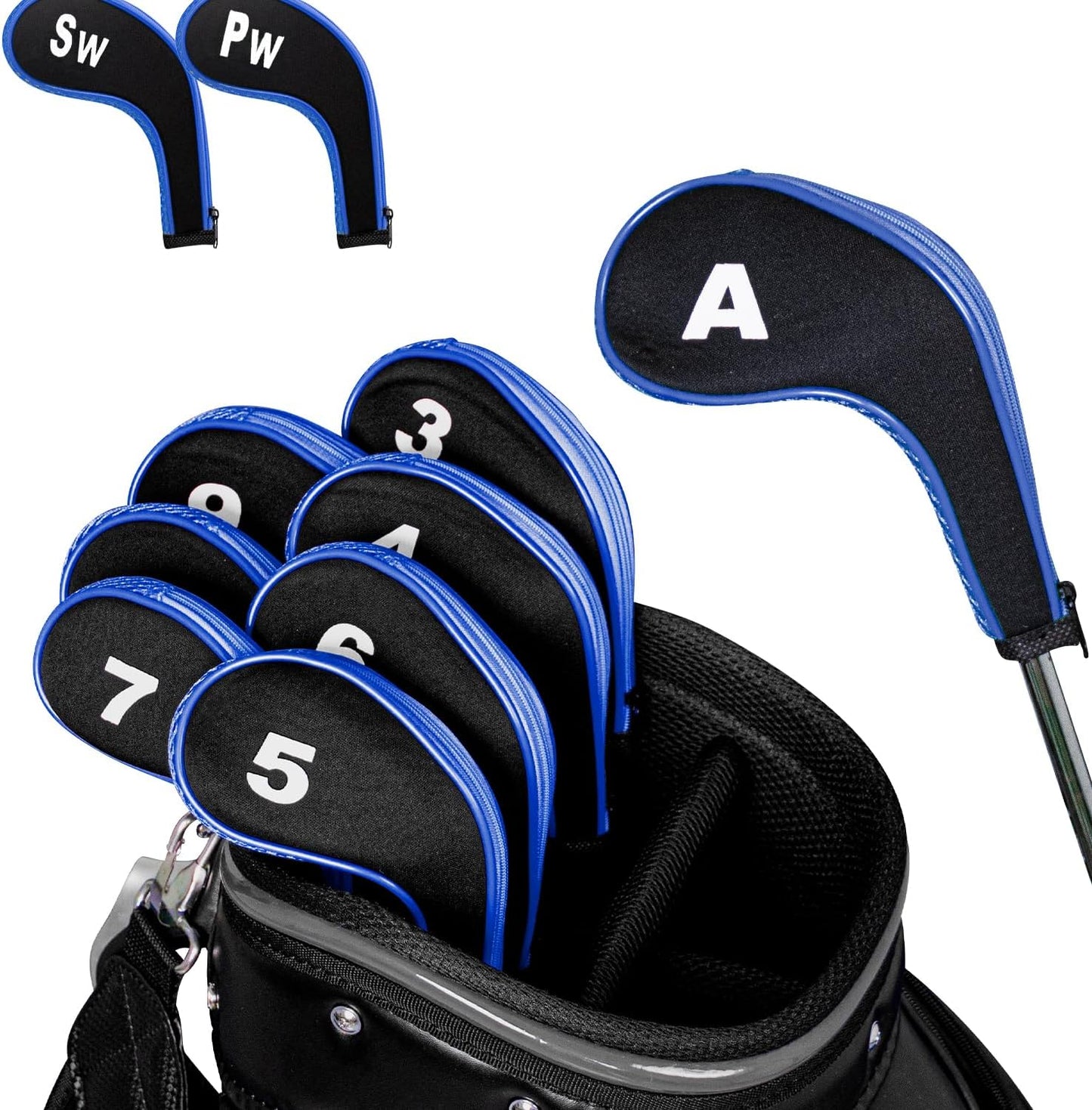 Golf 12pcs Thick Synthetic Golf Iron Head Covers Set Headcover Fit All Brands Callaway Ping Taylormade Cobra Etc. Also Custom Name