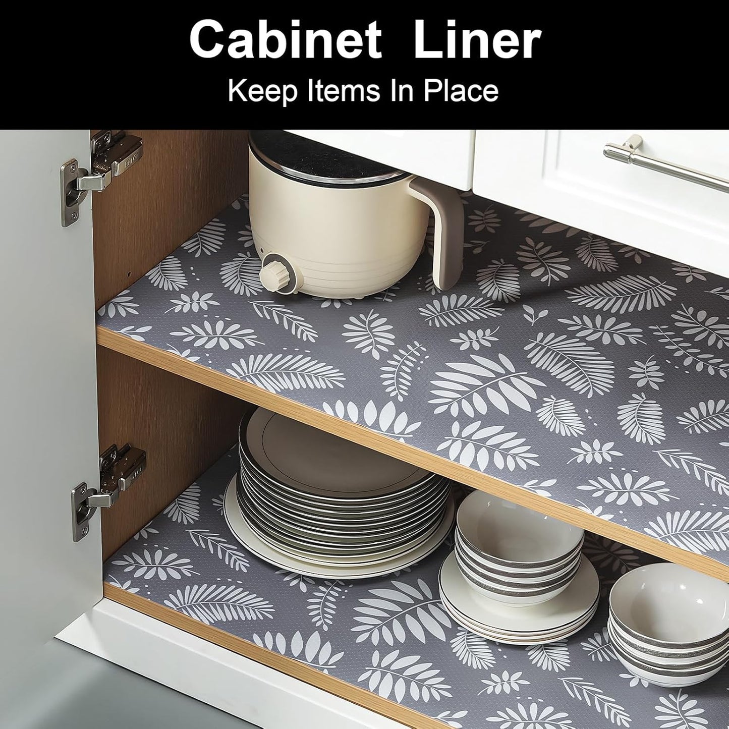 Cooyes Shelf and Drawer Liners for Kitchen Cabinets, Non Adhesive Cabinet Liner, EVA Waterproof Durable Non-Slip Drawer Mats for Shelves, Refrigerator, Storage, Desks