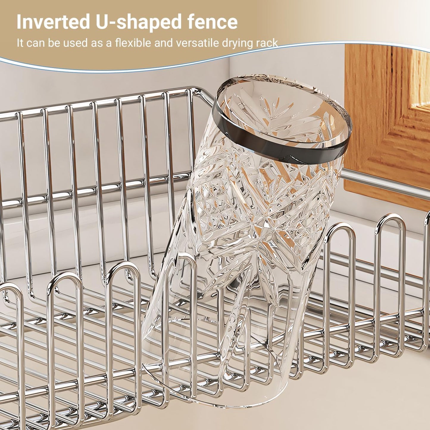 304 Stainless Steel Over Sink Counter Top Perfect Dish Drainer, Extendable Drainage Basket Drying Rack for Fruit, Vegetables, and Dishes - Corrosion-Resistant, Space-Saving