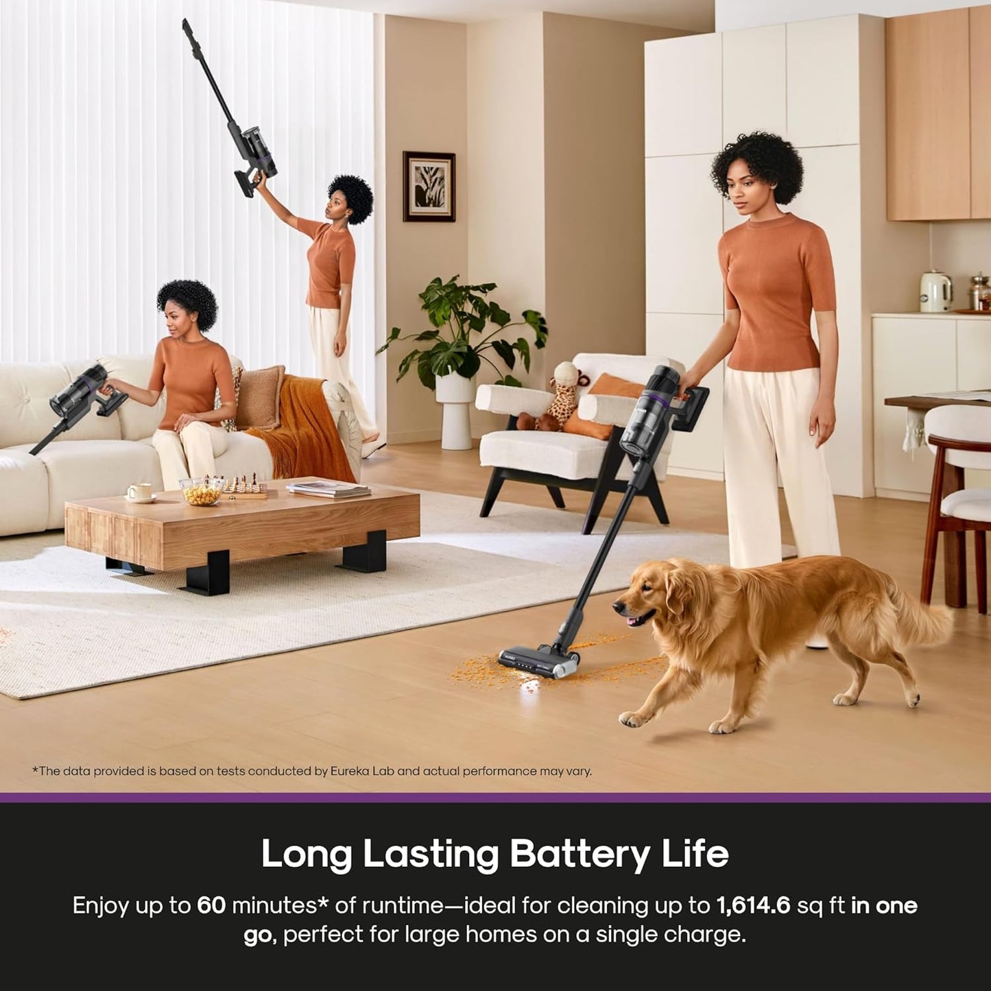 Eureka Cordless Stick Vacuum Cleaner ReactiSense 440, 60-Min Runtime, Anti-Tangle Brushroll, Intelligent Sensing Technology, Ideal for Pet Hair, HardFloors & Carpets