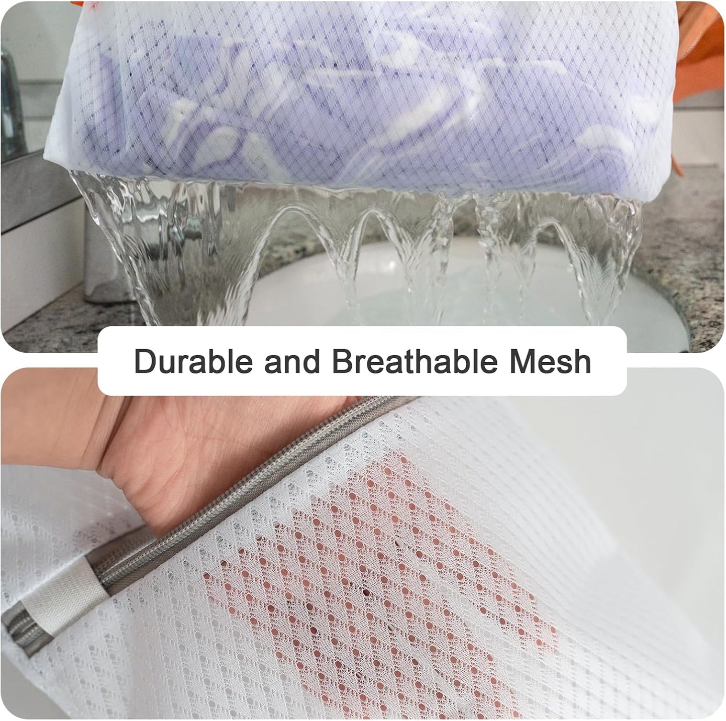 Polecasa 3Pcs 9 x 12 Inches Extra Durable 125g Diamond Mesh Laundry Bags with Sturdy Zipper for Delicates, Protect Clothes in Washing Machine, Laundry Room Essentials for College, Dorm (3 Small)