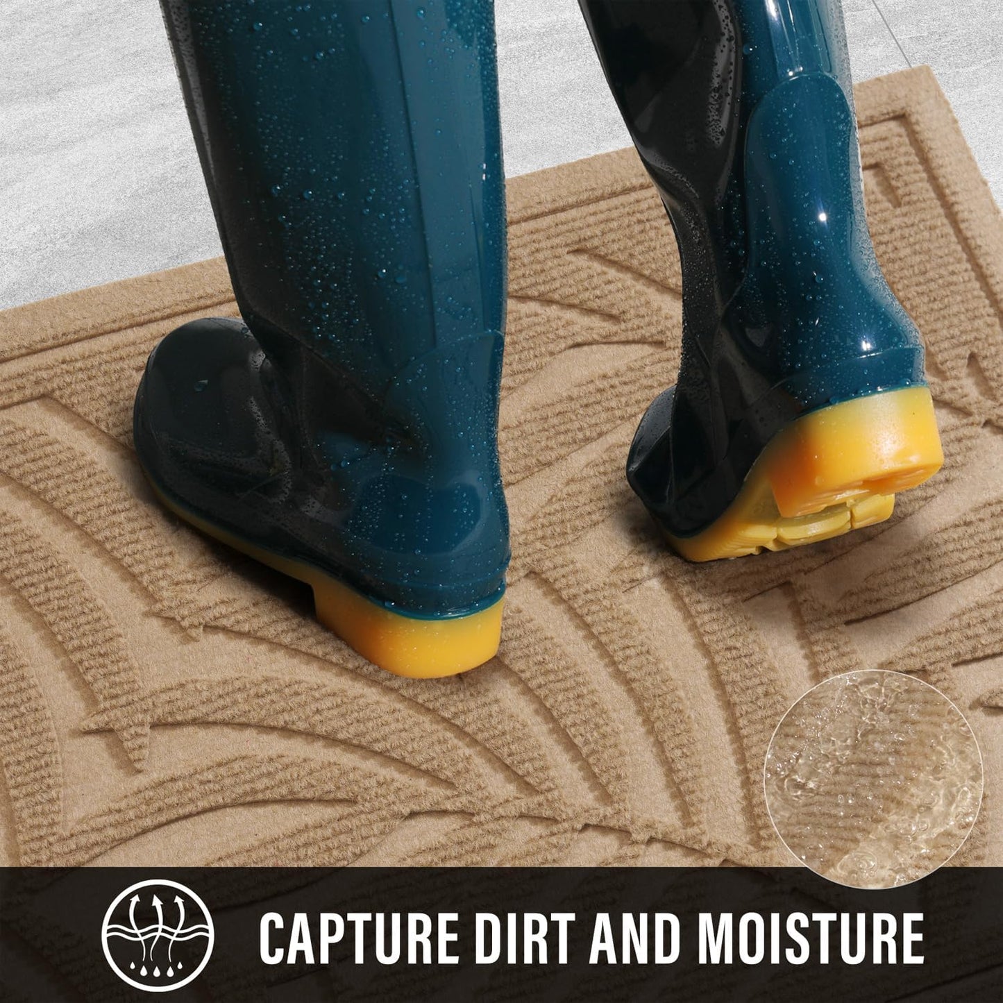 Front Door Mat, Absorbent Resist Dirt Welcome Door Mat Indoor Outdoor, Waterproof Doormat, Sturdy Non Slip Backing, Fade Resistant, Low Profile Entry Mat for Entryway, 36×24, Beige