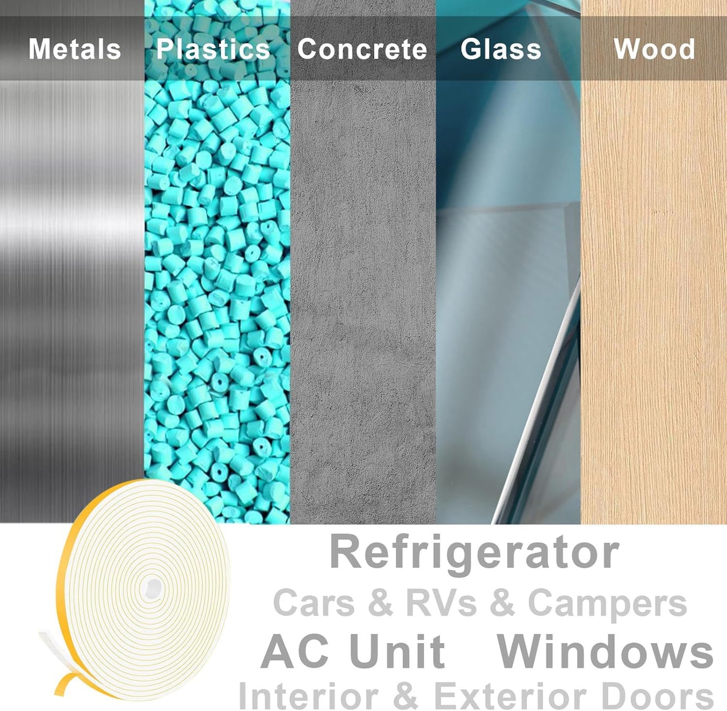 Weather Stripping Door Seal 1/4 inch Wide x 1/8 inch Thick Foam Insulation Door Seal Strip for Door Frame,Lightproof, Total 16.5Feet (16.5Ft x 1 Roll)