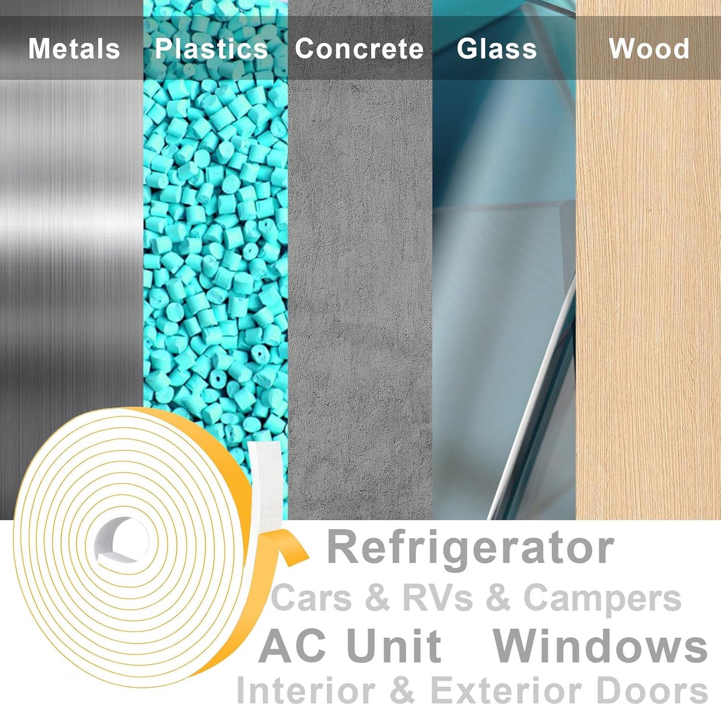 High Density Foam Weather Stripping Door Seal Strip Insulation Tape Roll for Insulating Door Frame, Window, Air Conditioner Soundproof Self Adhesive Sealing Weatherstrip(1 in x 1/4 in x 33 Ft)