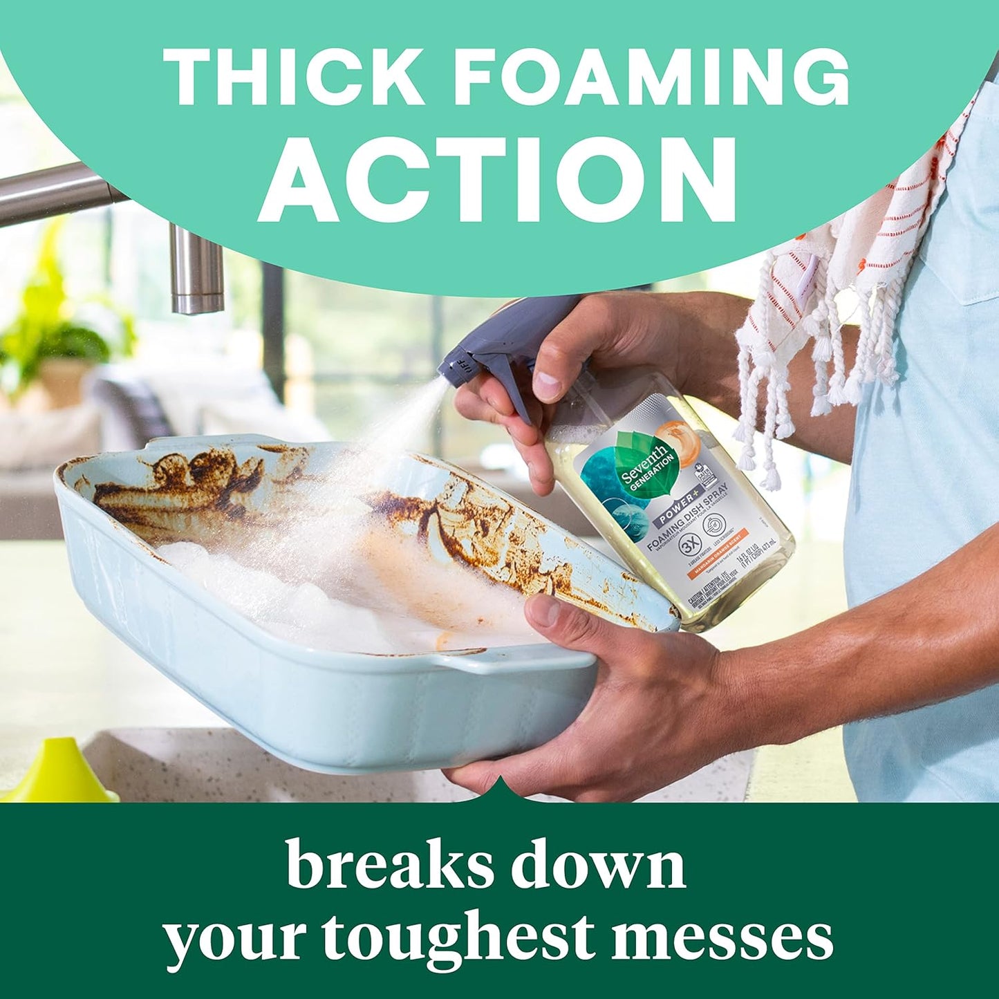 Seventh Generation Foaming Dish Spray, Honey Crisp Apple 16 Fl Oz (Pack of 3), Refill Pack of 3 with 1 Sprayhead