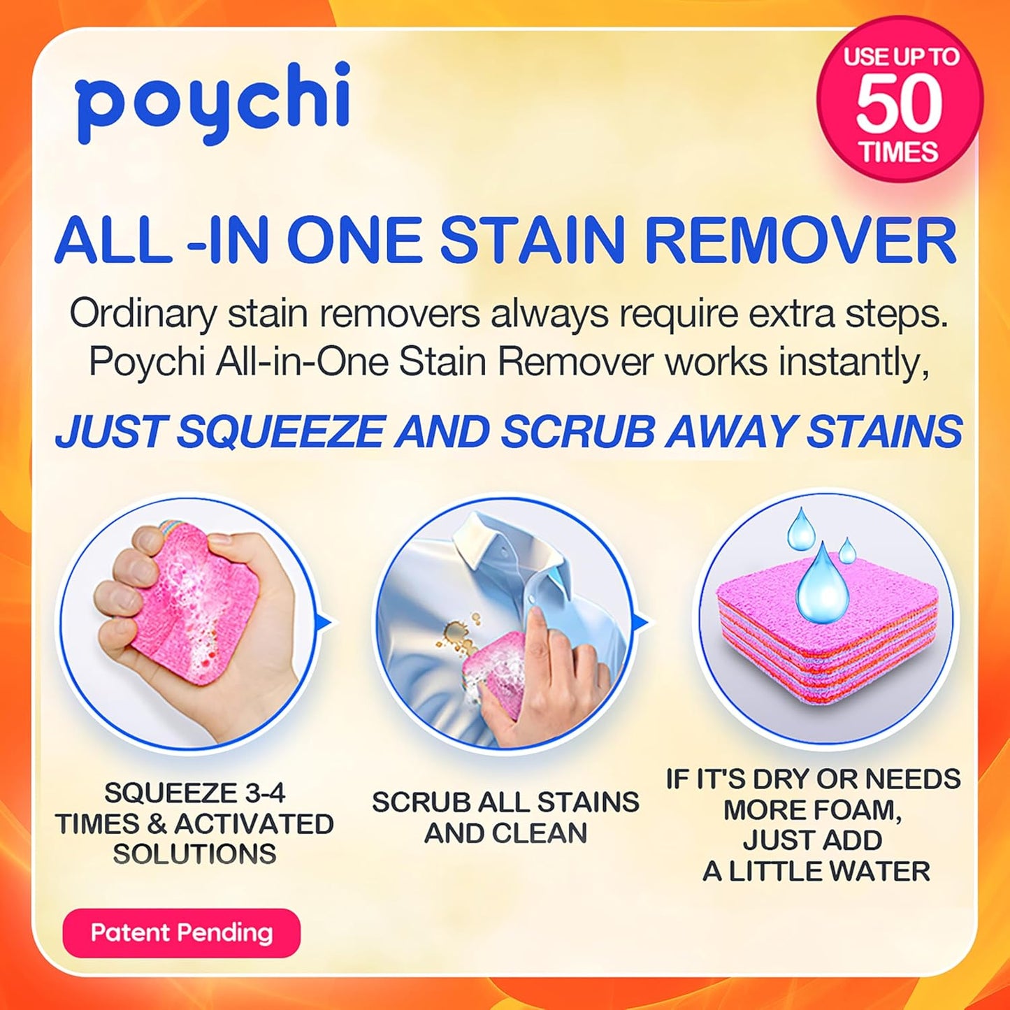 Magical Fiber Stain Remover- Use as Spot Remover- No Dry Cleaning Food, Grease, Coffee Off Laundry, Tea, Fabric, Pet Stains, Stain Remover Sponge Clothes, Carpet, Sofa, Mattress & Upholstery (5 Pack)