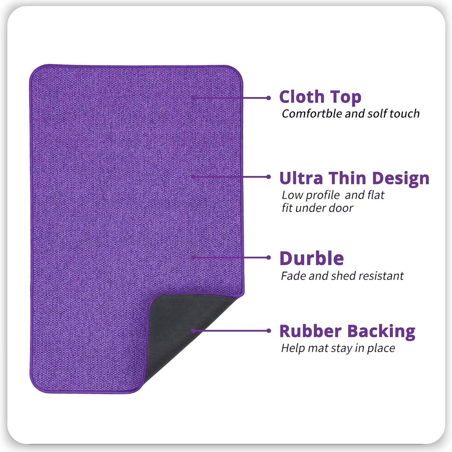 Bath Mat,Ultra Thin Bathroom Rugs,Rubber Bath Mats for Bathroom,No Slip Bath Rugs,Quick Dry,Machine Washable,Low Pile,Absorbent,Shower Outside,Sink,Home Decor Accessories.Purple,2'x3'(24x36inch)