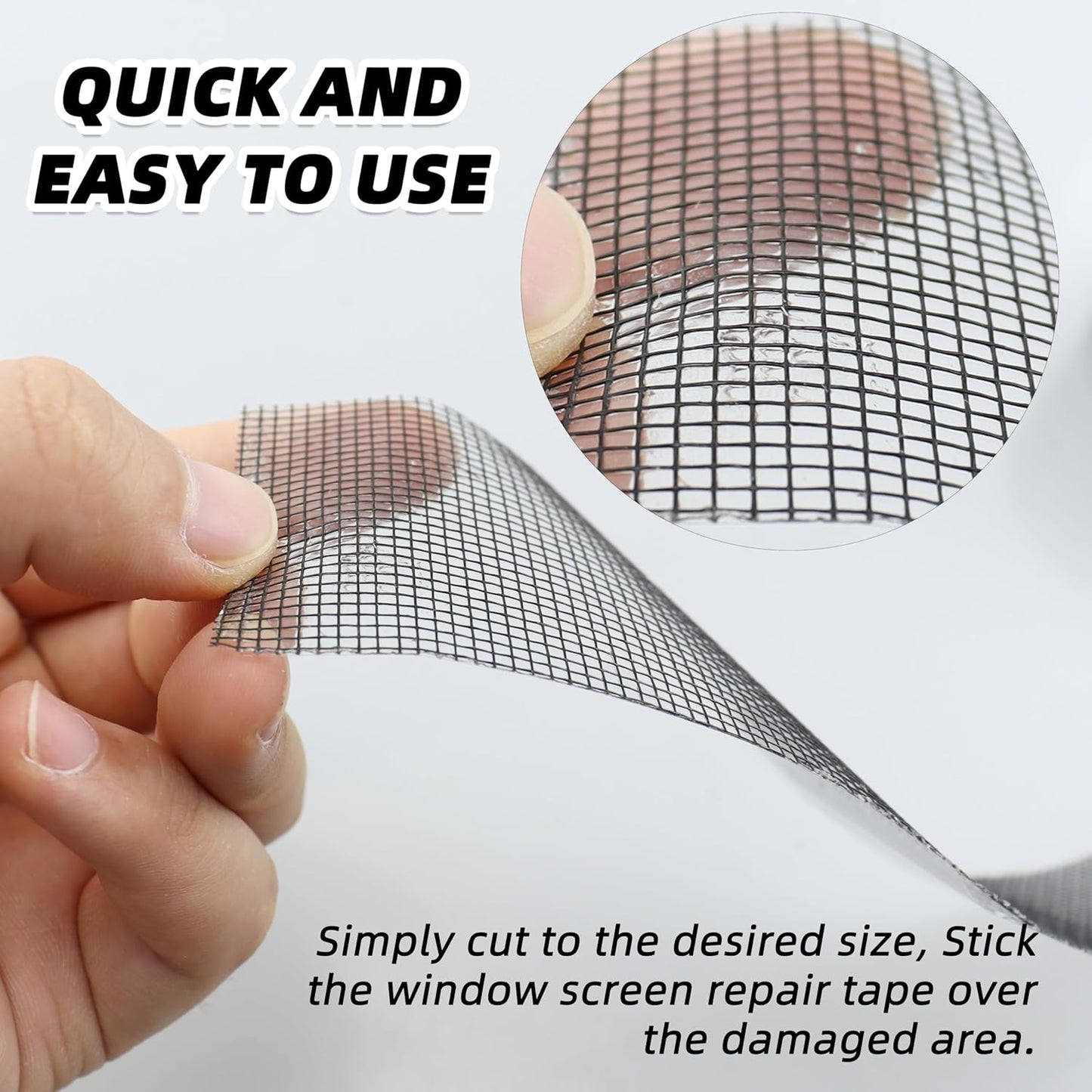 2IN Wide (16.4Ft/5.46Yd/Roll) Window Screen Repair Tape for Windows or Doors, 3-Layer Design - Adhesive Fiberglass Mesh Patch Waterproof Tape, Easy to Cut & Apply, Black, 1 Roll