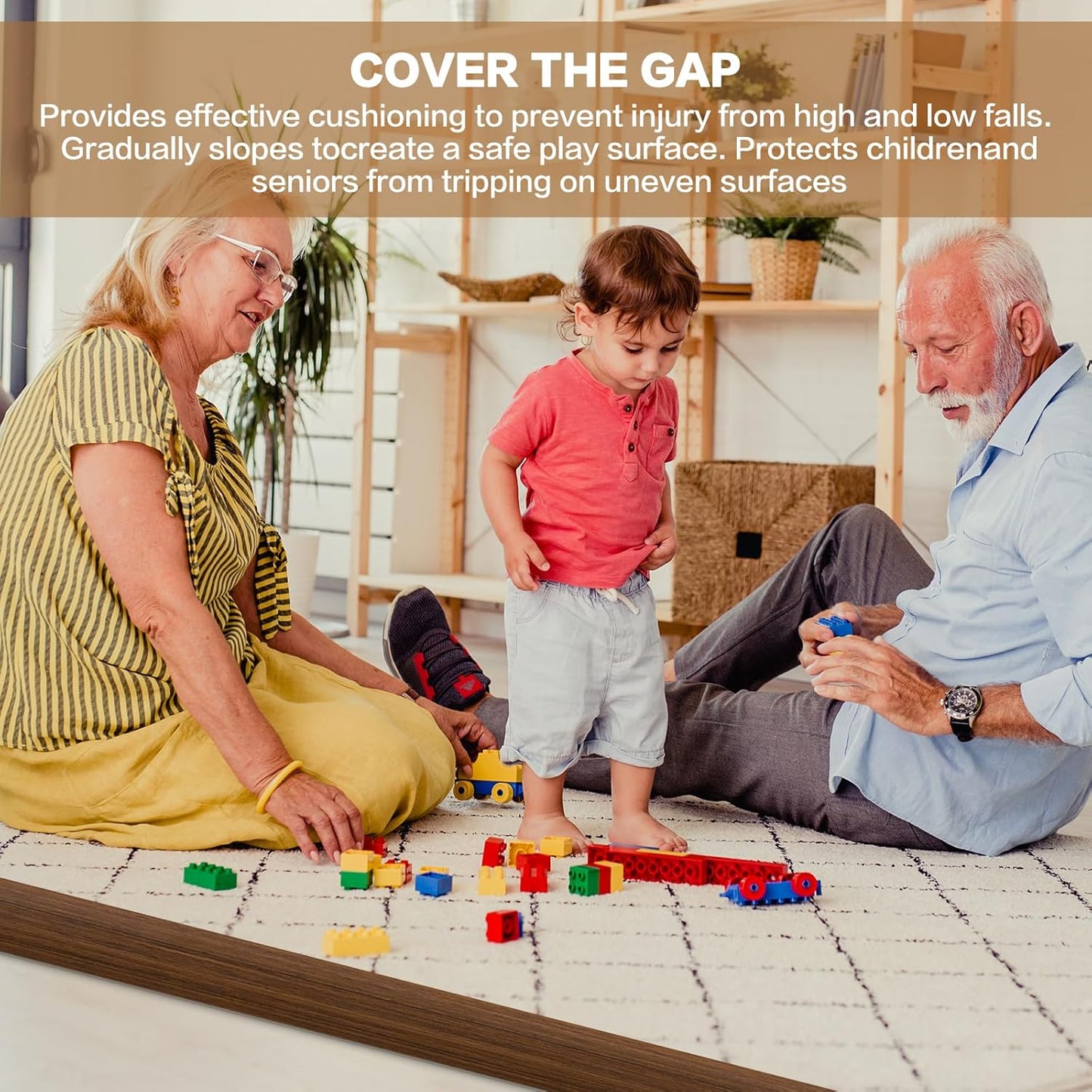 Floor Transition Strip Vinyl Door Threshold Ramp Self Adhesive Carpet Edging Strip Doorway Edge Trim, Overlap Edge Reducer for Laminate Carpet, Floor, Tile (Brown Wood Grain, 2/5" to 3/5", 6.6Ft)