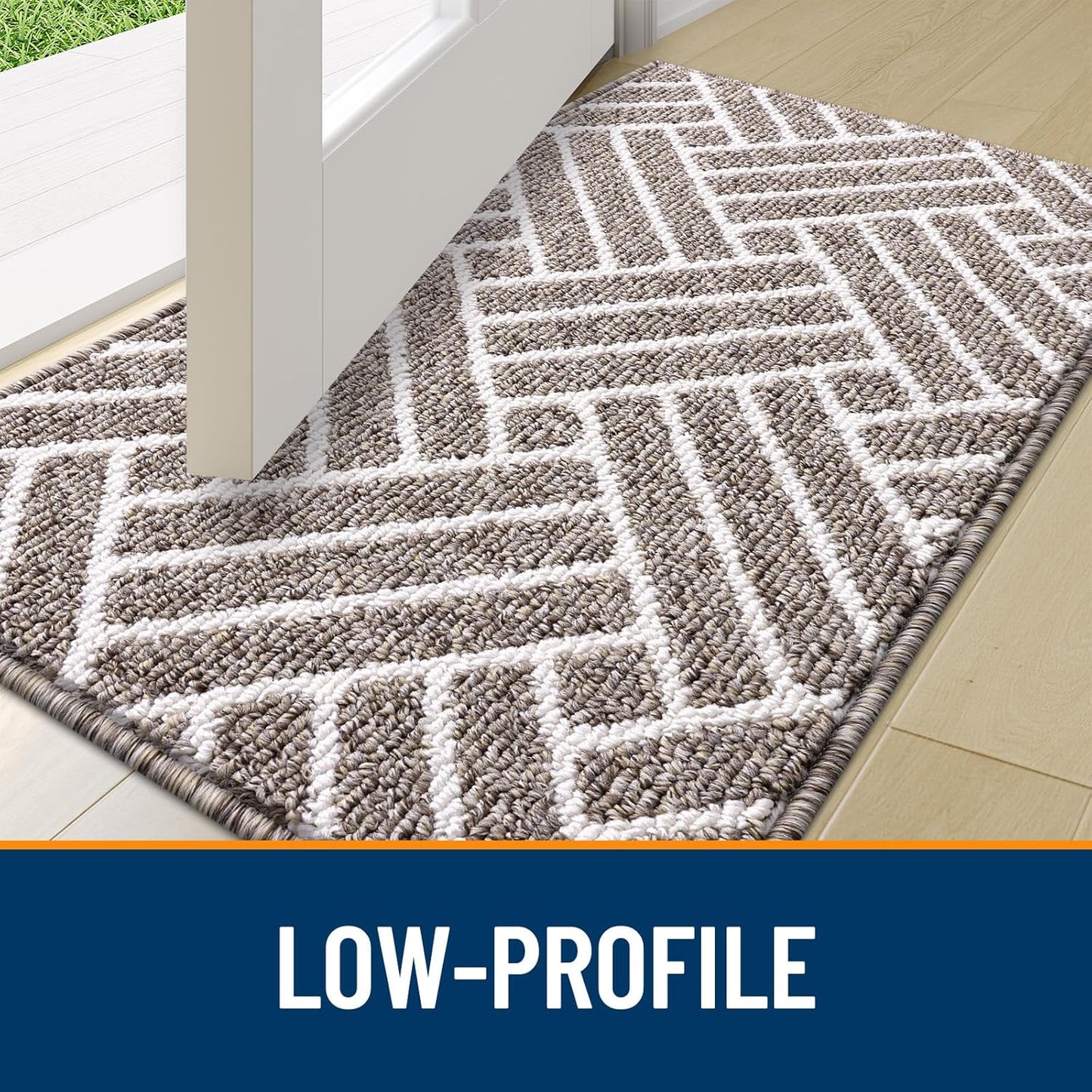 OLANLY Large Indoor Door Mat, 59x35 Inch, Dirt Resistant and Absorbent, Non-Slip Rubber Backing Floor Mats, Easy Clean Low-Profile Doormat for Entryway, Front Door, and Inside Entrance, Khaki