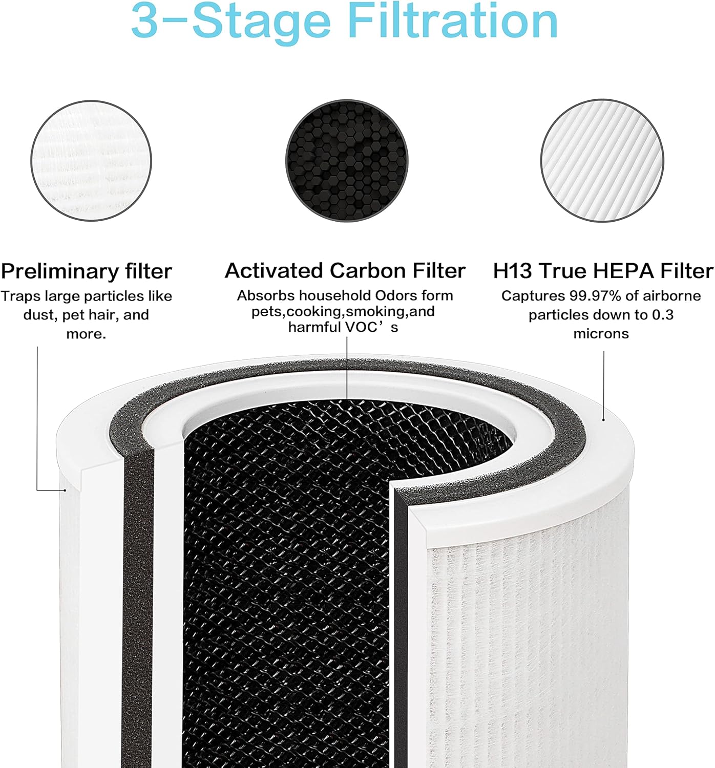 Flintar Core 300 Pet Allergy Replacement Filters, Made in TAIWAN, Compatible with LEVOIT Core 300, Core 300S VortexAir Air Purifier, H13 Grade True HEPA Filter Replacement, Core 300-RF-PA, 2-Pack