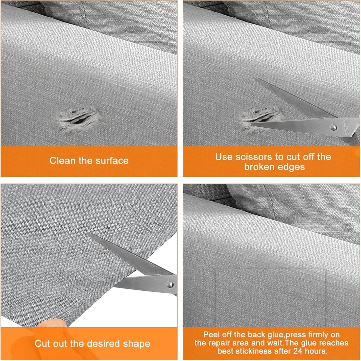 Repair Patches Repair Tape Self-Adhesive DIY Repair Patch Linen Gear Patch for Sofa, Furniture, Chair, Clothing,Tents,3x60 Inch,Light Grey