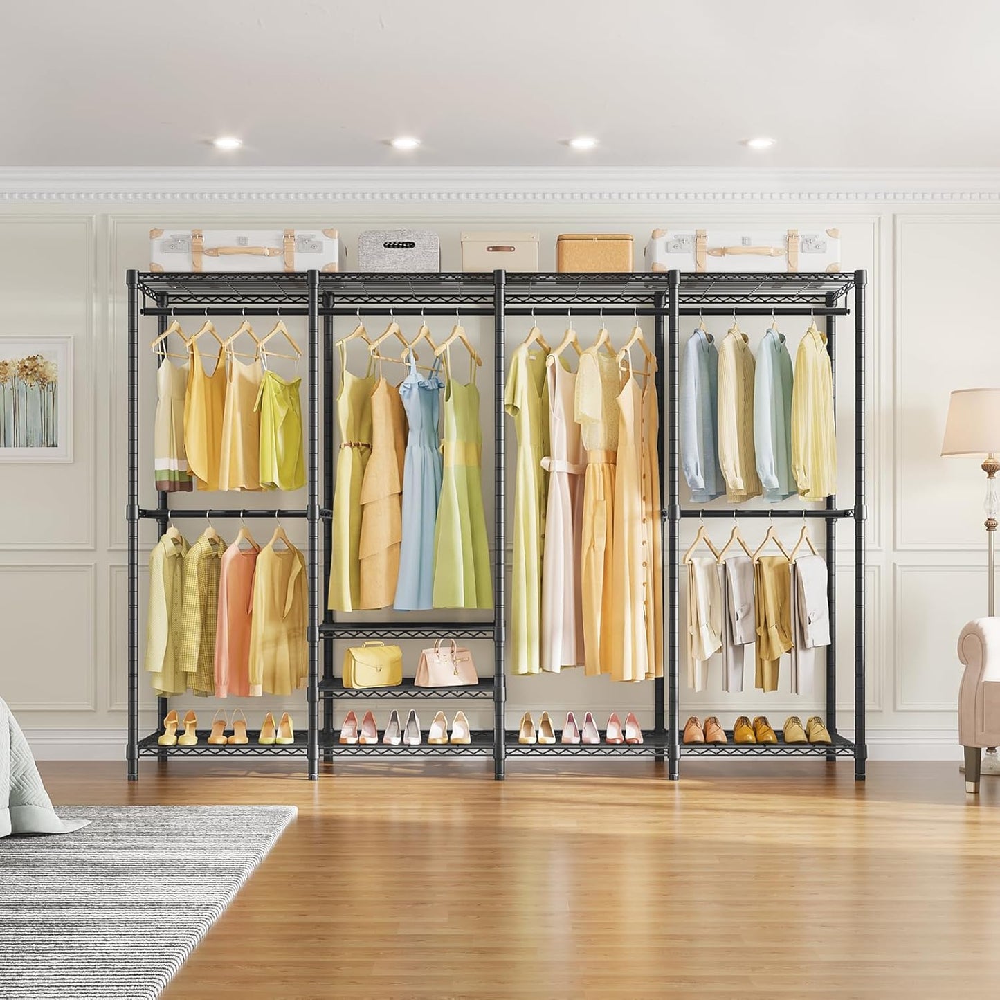 VIPEK V40 Plus Extra Large Clothes Rack Heavy Duty Clothing Rack for Hanging Clothes, Multi-Functional Closet Organizer System Freestanding Wardrobe Closet for Bedroom, Max Load 1300lbs, Black