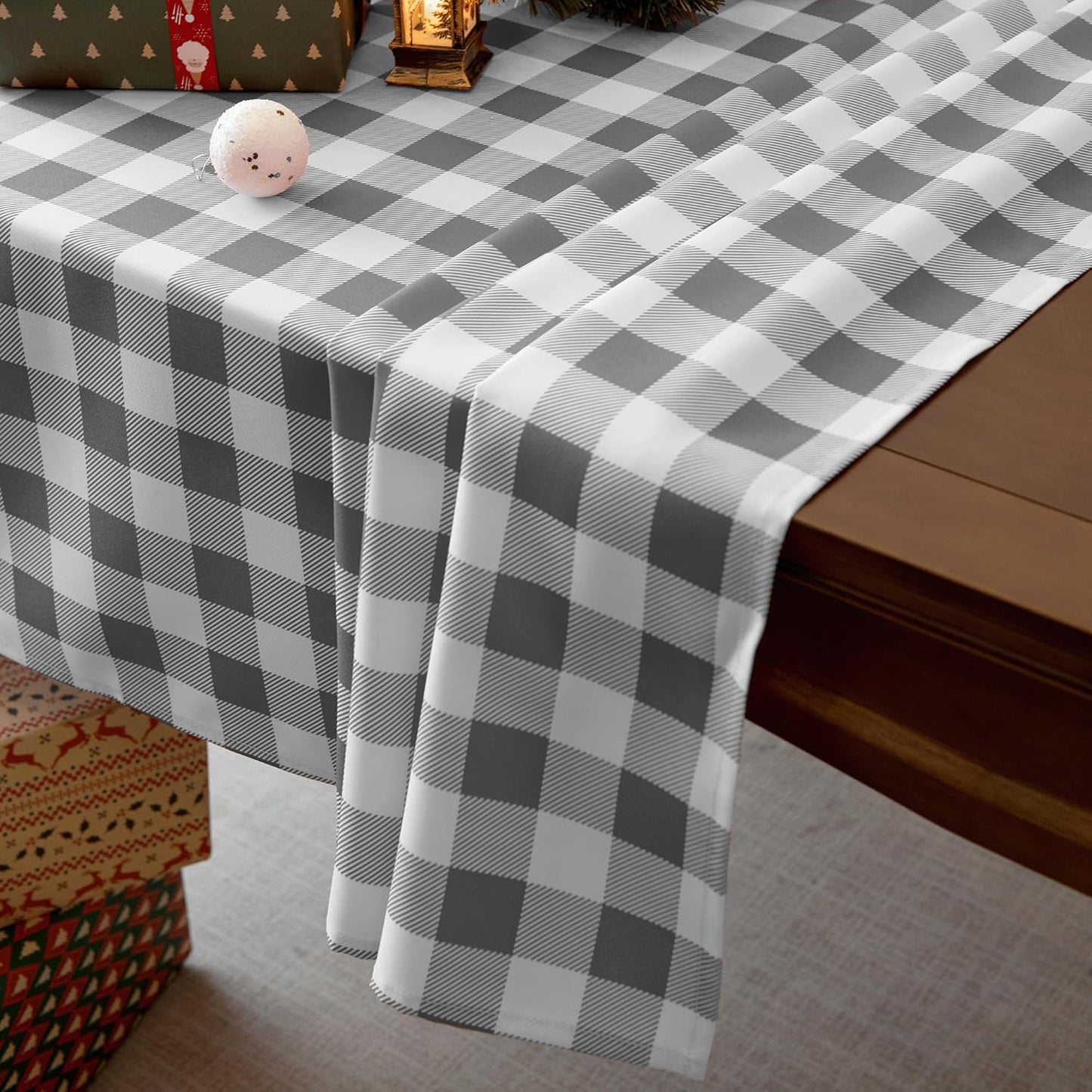 Classic Gingham Plaid Tablecloth Fabric - Rectangular 58x102 Inch Water Resistant Checked Table Cloth for Indoor/Outdoor Use - Table Cover for Kitchen, Picnics, Gardens, and Parties