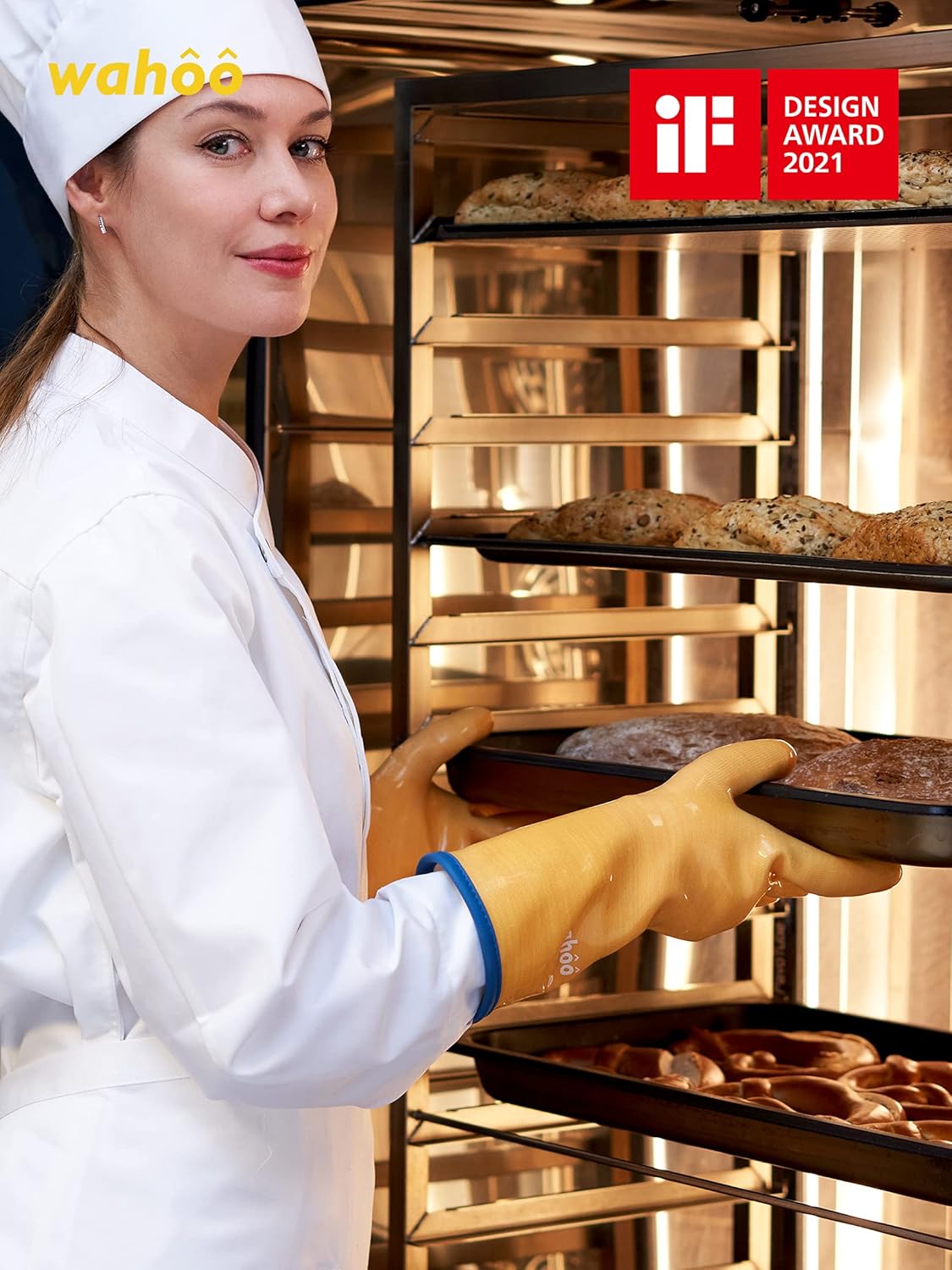 LANON Protection Wahoo Liquid Silicone Smoker Oven Gloves, Food-Contact Grade, Heat Resistant Gloves for Cooking, Grilling, Baking, Yellow, L/9