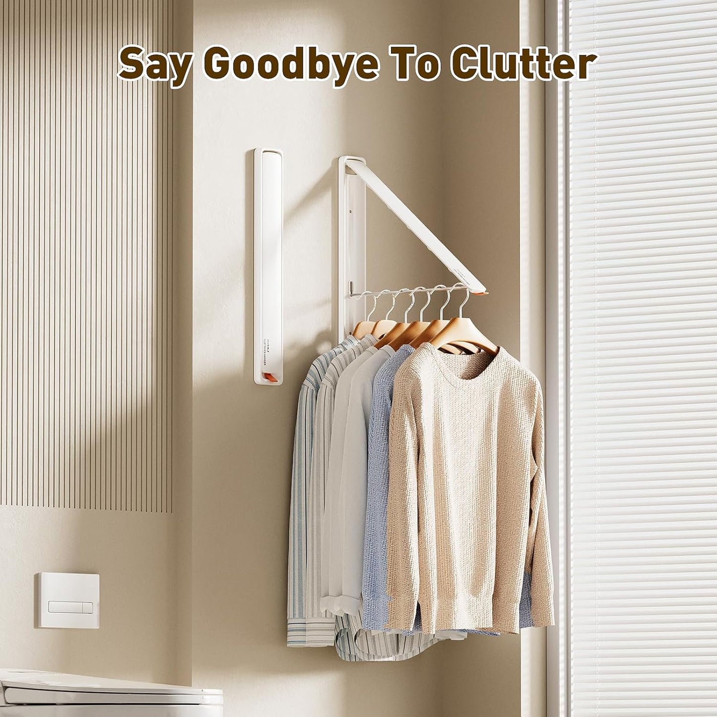 Clothes Drying Rack, Laundry Room Wall Mounted Retractable Clothes Hanger Drying Rack, Laundry Clothing Drying Rack Folding Indoor or Outdoor, Easy Installation Aluminium Dryer, 1pcs(White)