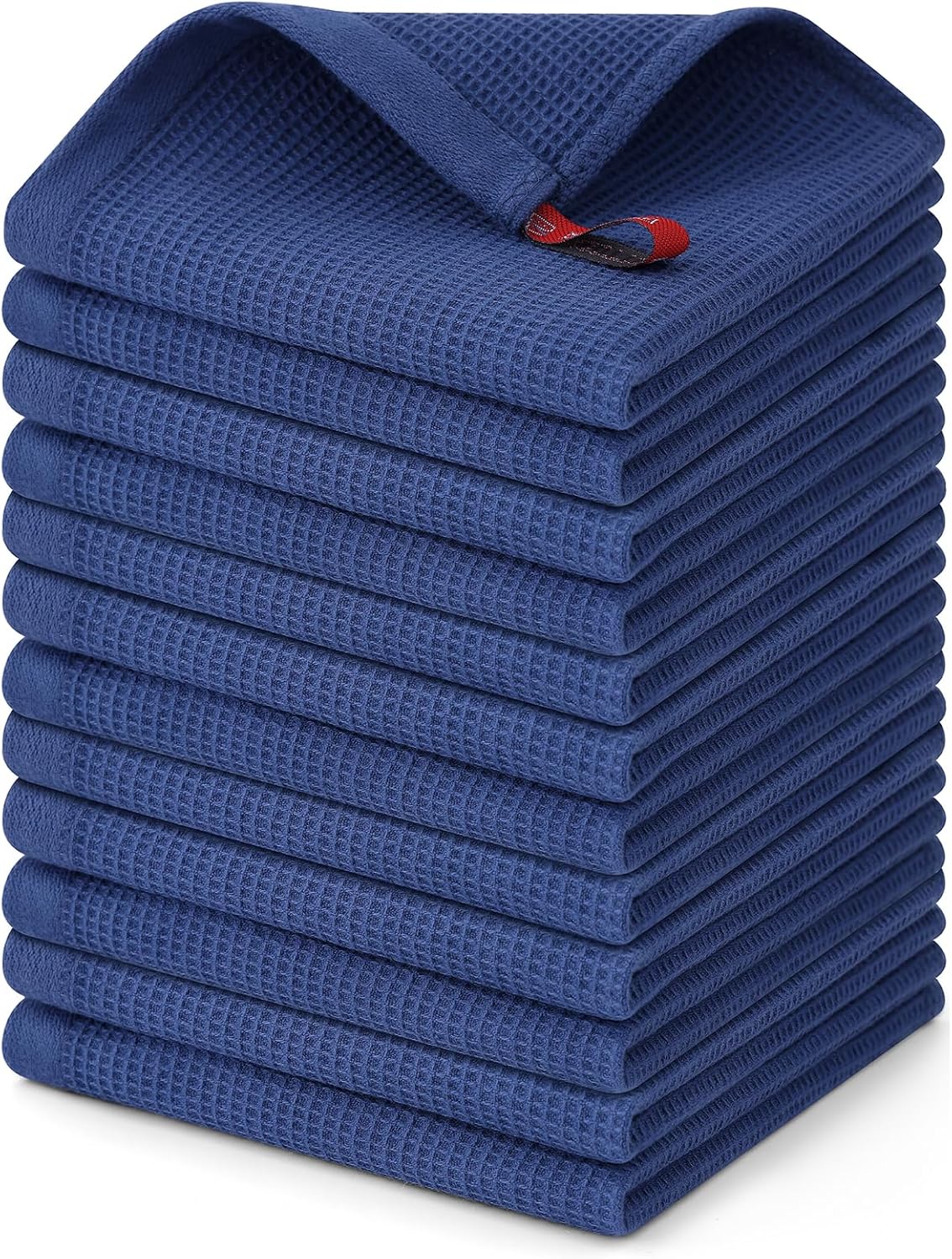 Homaxy 100% Cotton Waffle Weave Dish Cloths - 12 Pack Soft and Absorbent Dish Towels - 12 x 12 Inches Quick Dry Dish Rags - Navy Blue