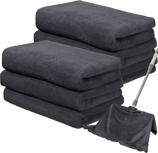 Newwiee 6 Pcs Extra Large Microfiber Cleaning Cloth 30" x 20" Washable Reusable Microfiber Towel Streak Free Lint Free Cloth for Cleaning Home Glass Office Window Bathrooms (Gray)