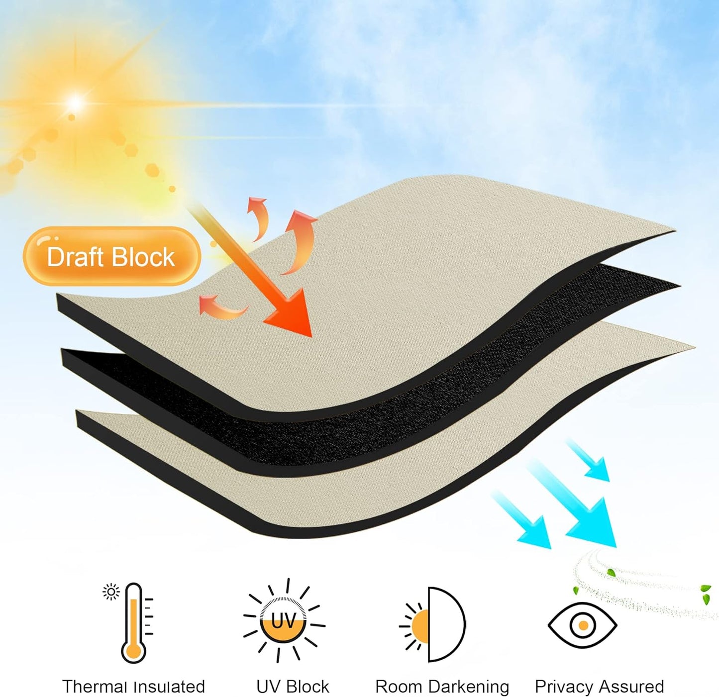 RYB HOME Small Curtains for Door Windows - Blackout Thermal Insulating Drapes for Home Theatre Bathroom Basement Cafe RV Camper Windows Blinds, Wide 34 x Long 30, Beige, 1 Pair