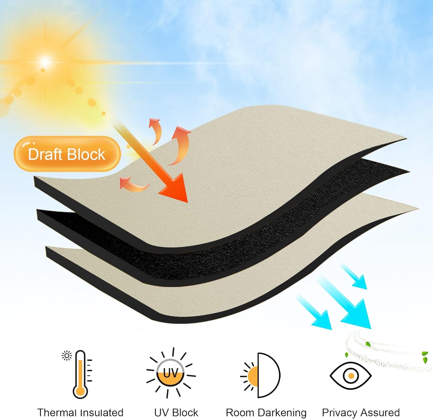 RYB HOME Beige Short Curtains Blackout, 45 inch Durable Cafe Curtains Room Darkening Window Drapes Privacy Protection for Basement Closet Kithen, W29 x L45 inch, 2 Panels