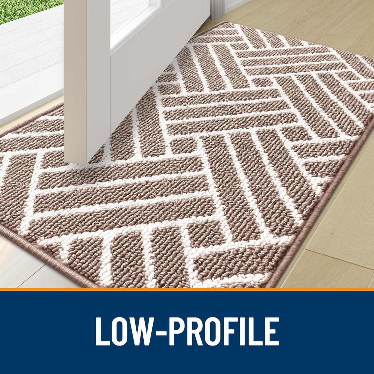 OLANLY Runner Indoor Door Mat, 70x23 Inch, Dirt Resistant and Absorbent, Non-Slip Rubber Backing Floor Mats, Easy Clean Low-Profile Doormat for Entryway, Front Door, and Inside Entrance, Brown