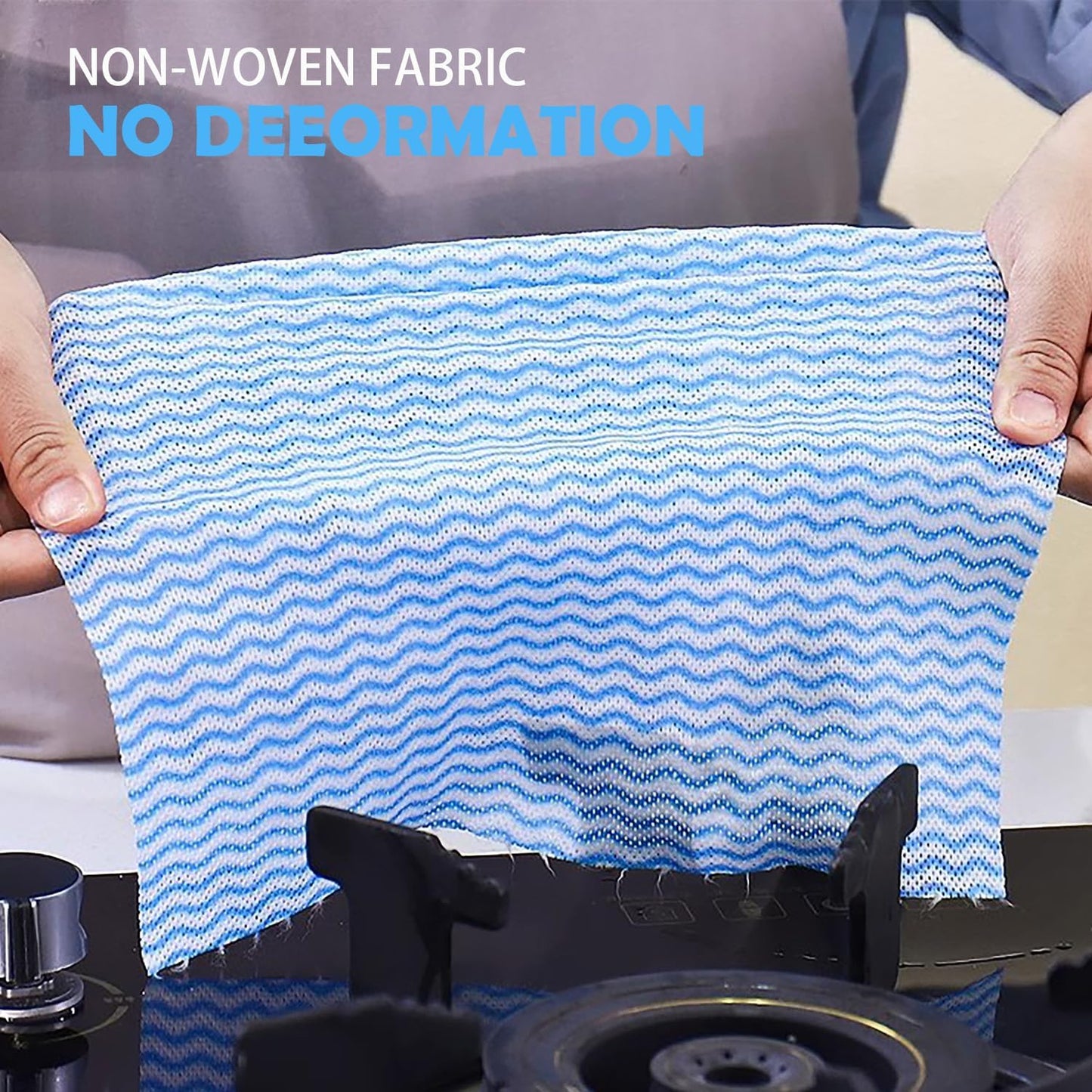 Disposable Cleaning Cloths Multi-Purpose Heavy Duty Disposable Dish Cloth Dish Rags for Kitchen, 7.87 x 15.75 inches -50 Counts/Pack,Blue