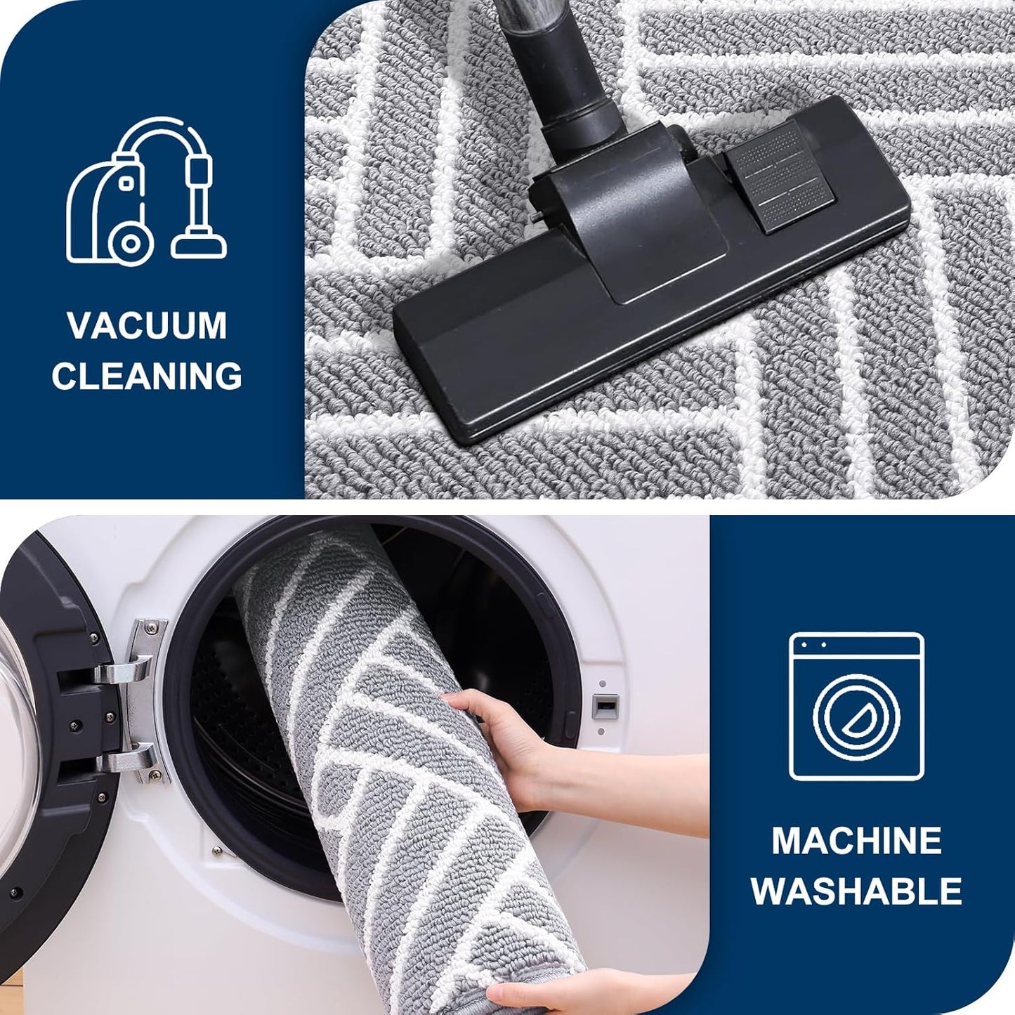 OLANLY Indoor Door Mat, 32x20 Inch, Dirt Resistant and Absorbent, Non-Slip Rubber Backing Floor Mats, Easy Clean Low-Profile Doormat for Entryway, Front Door, and Inside Entrance, Light Grey