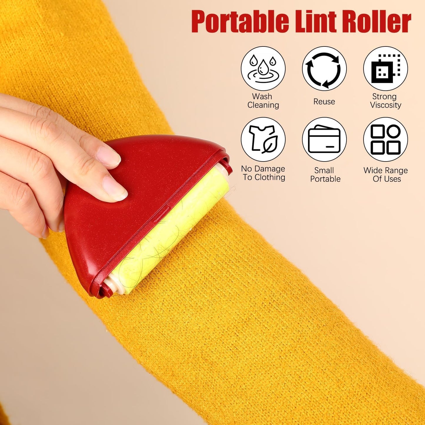 Good Life Lint Roller, Reusable Mini Lint Roller Pet Hair Remover, Portable Lint Roller, Washable Lint Roller, Portable Lint Remover for Clothes, Furniture, Dog & Cat Hair (4 Set)