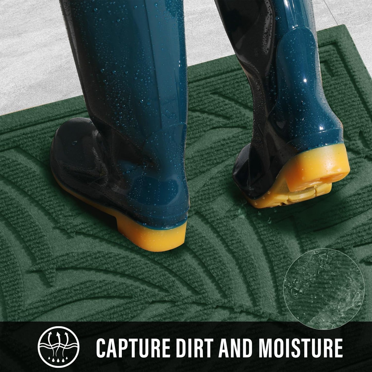 Front Door Mat, Absorbent Resist Dirt Welcome Door Mat Indoor Outdoor, Waterproof Doormat, Sturdy Non Slip Backing, Fade Resistant, Low Profile Entry Mat for Entryway, 29×17, Green