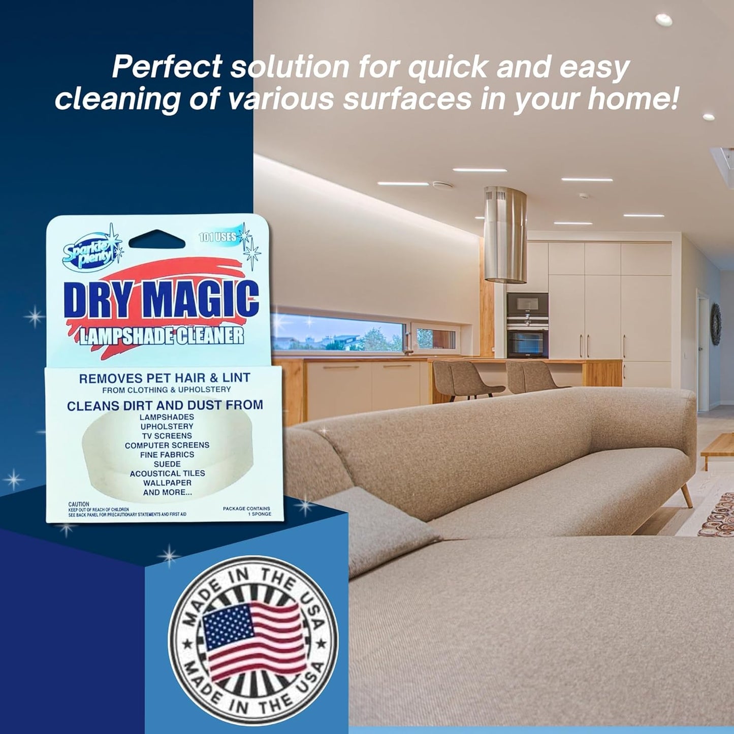 Sparkle Plenty Dry Magic Lampshade Cleaner - Pet Hair Removal Tool for Clothes & Upholstery - Lint Trap Cleaning Tool - Dust Cleaner for Lampshades, Electronic Screen, Fabrics, Tile, Wallpaper & More