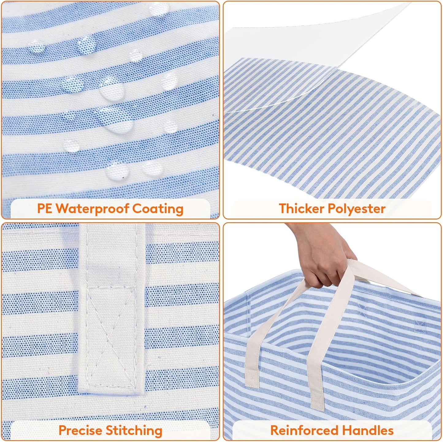 Lifewit Laundry Hamper Large Collapsible Laundry Basket, Freestanding Waterproof Clothes Hamper Storage with Easy Carry Handles for Clothes in Bedroom Bathroom College Dorm for Adults, Blue, 80L