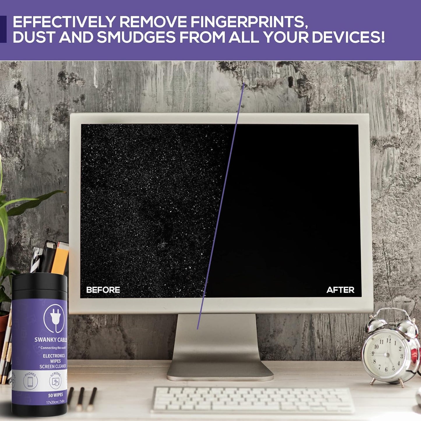 Electronic Cleaning Wipes - Computer, TV, Monitor, Phone, Laptop, Tablet, Keyboard, Camera & Lens Cleaner, Portable Tech Screen Cleaner - With Microfiber Cloth - Canister, 150 Count