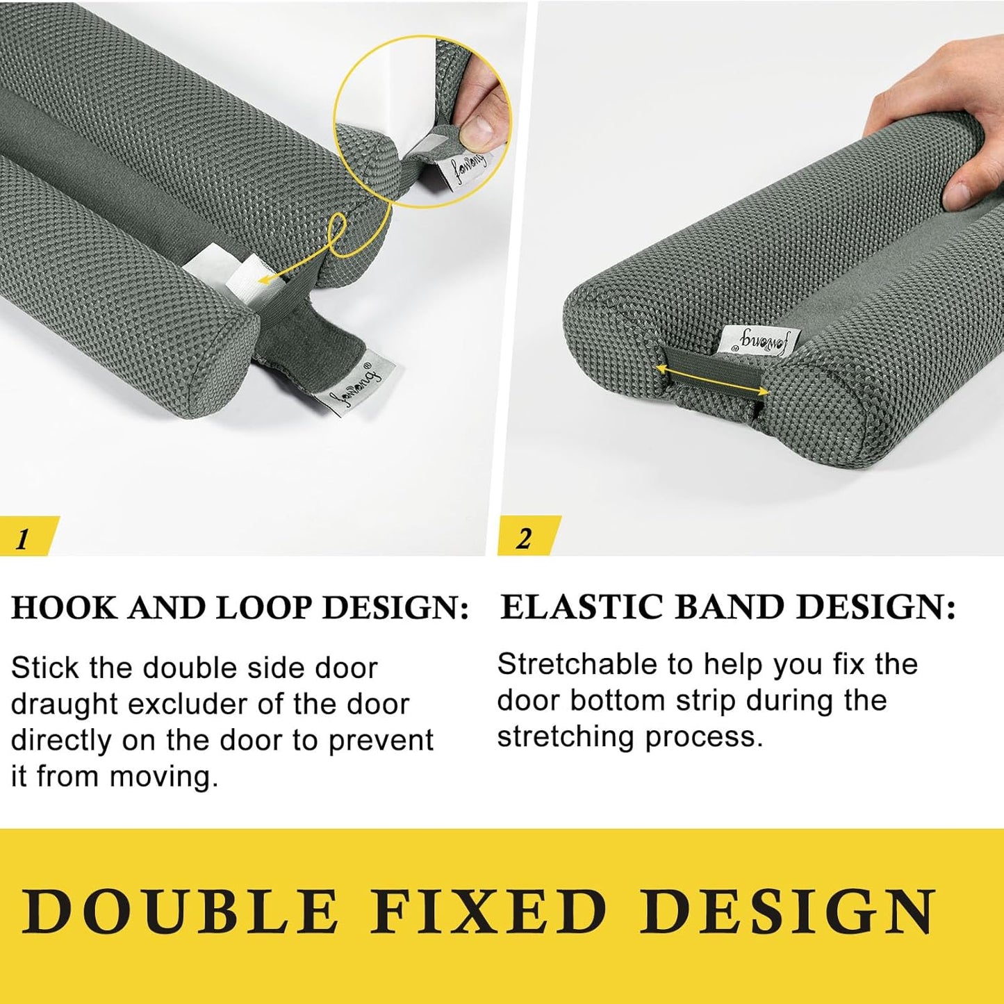 fowong Door Draft Stopper 30" Adjustable Under Door Draft Stopper, Soundproofing Nosie Blocker Seal Large Gap, Grey