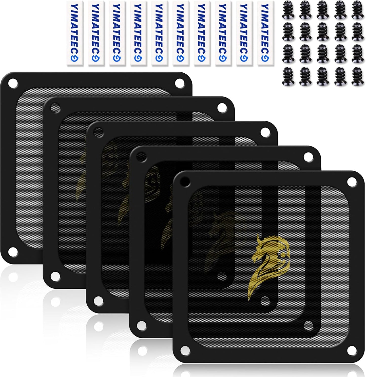 Dust Filter PC 140mm for Computer Cooler Fan/PSU/Routers Computer Fan Filter Grills PVC 50 Mesh, Magnetic Frame PC Cooler Filter Dustproof Mesh (PVC, 140 * 140mm, 5pcs, Black)