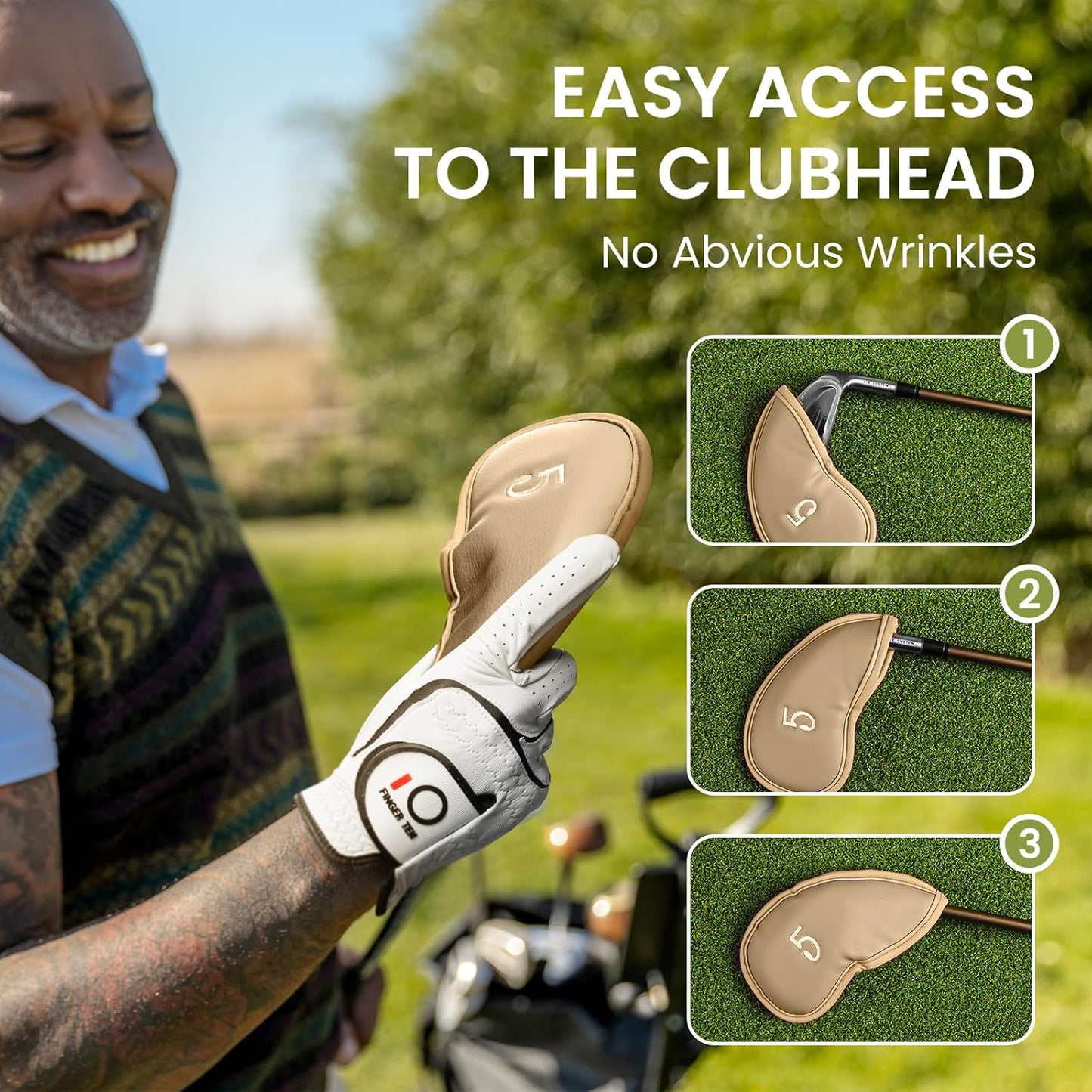 FINGER TEN Premium Synthetic Leather Stylish Iron & Wedge Golf Head Covers Value 12 Piece Set, Embroidered Labels & Fits Most Clubs Gift Set, Travel Protection Accessories