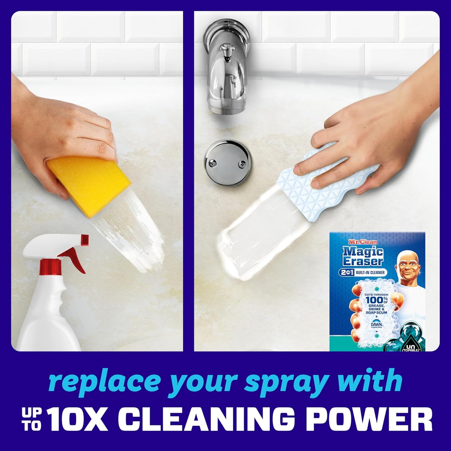 Mr. Clean Magic Eraser Foaming Sponge, All Purpose Cleaner, Dawn Cleaning Power, Ultra Foamy, 7ct