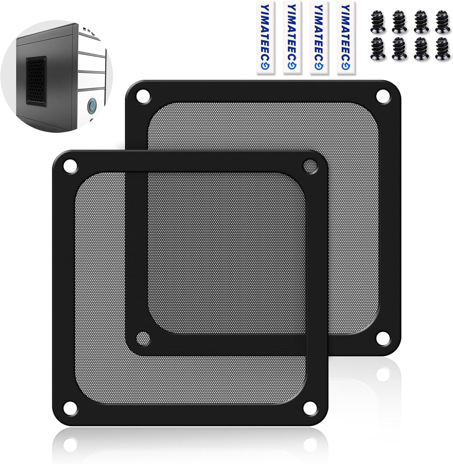 Dust Filter PC 140mm for Computer Cooler Fan/PSU/Routers PVC 50 Mesh, Magnetic Frame PC Fan Dust Mesh PC Cooler Filter Dustproof Computer Fan Grills (PVC, 140 * 140mm, 2pcs, Black)