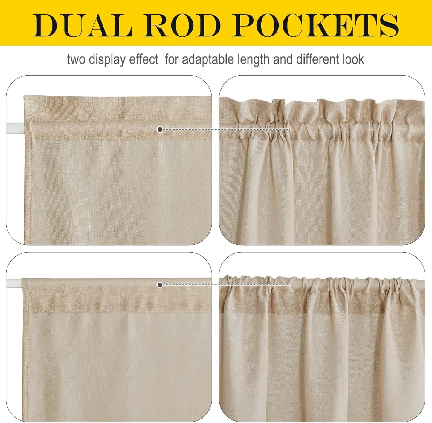 NICETOWN Door Window Curtain - 26 x 40 inches, Sheer Sidelight Blinds for Front Back Door Light Filering Kitchen Curtain Adjustable Window Shades with Bonus Tieback, 1 Piece, Angora