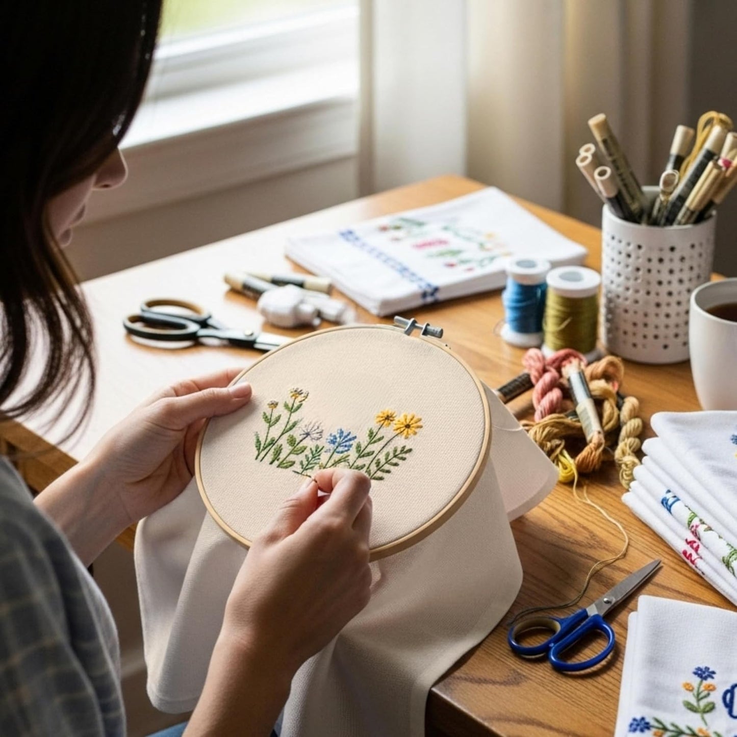 WHITEWRAP Flour Sack Towels| Tea Towel for Crafts| Kitchen Dish Cotton Blank Towel for Embroidery|Baking Bread Proofing Linen Cover| Thick Absorbent Quick Dry| 3 Pack 18"x28"Natural