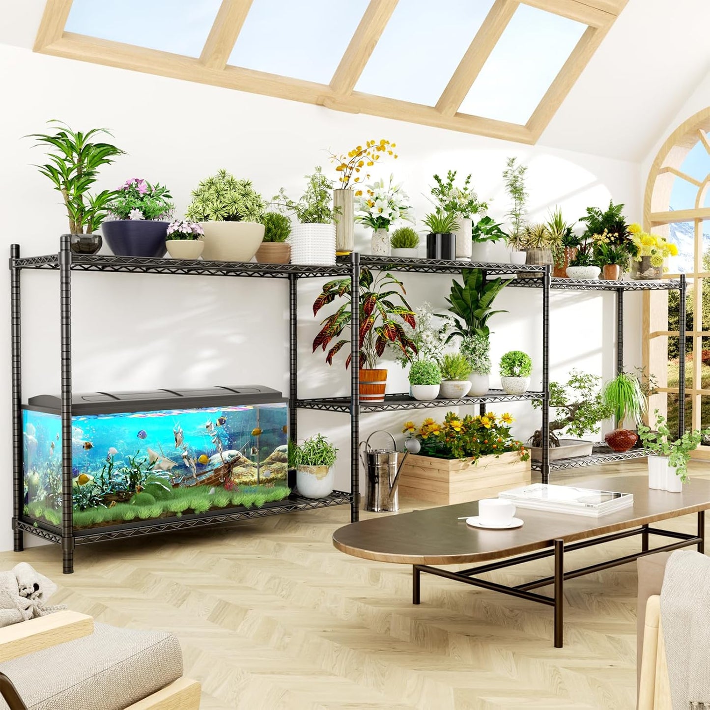 Storage Shelves, 4 PCS 48" L x 20" W x 47" H Heavy Duty Garage Wire Shelving Unit Loads 1200LBS, 3-Tier Adjustable Metal Industrial Utility Shelf Rack for Kitchen, Laundry Room, Basement