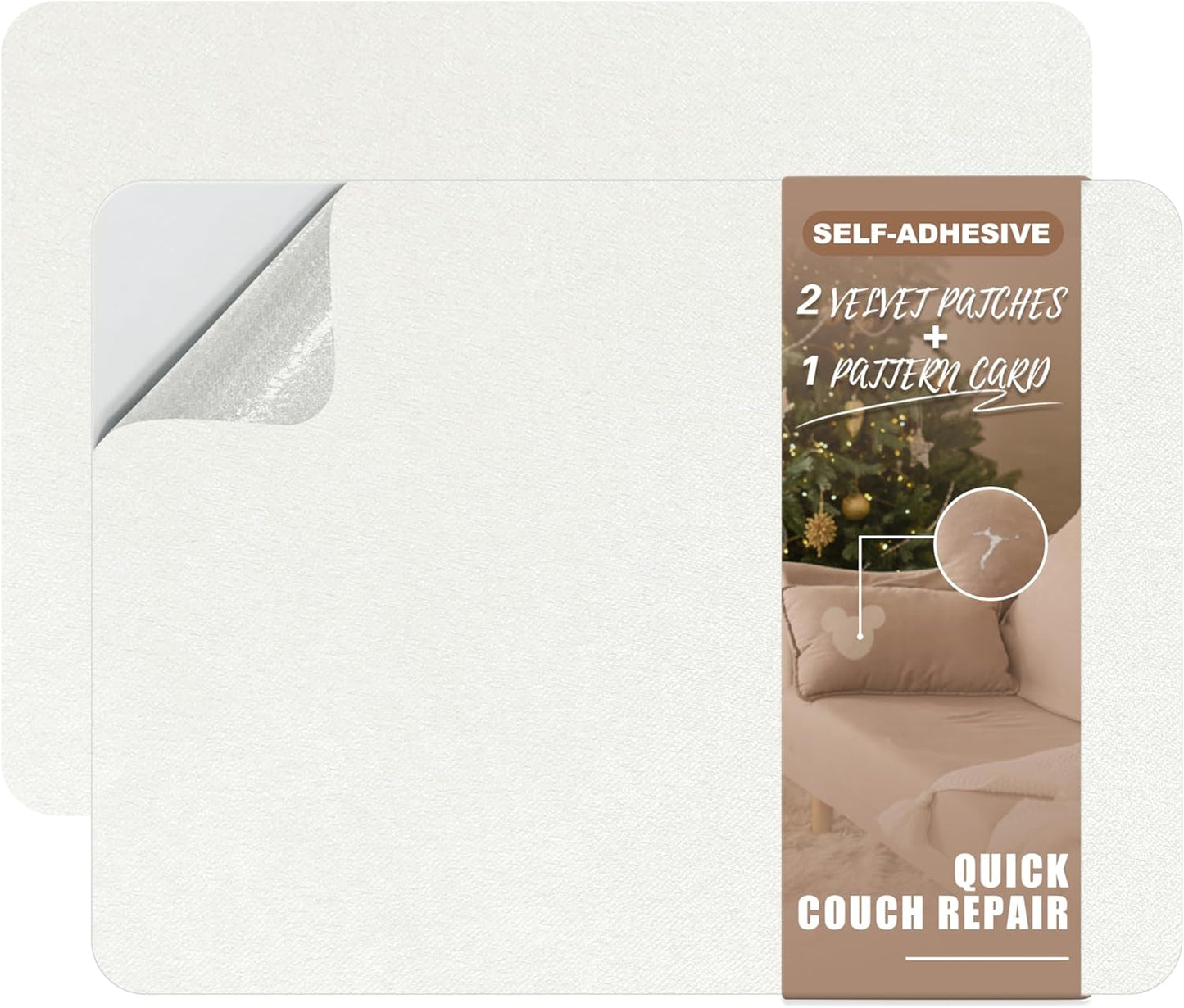 Azobur Fabric Couch Repair Patch 8.3 x 11 inches,Self-Adhesive Fabric Repair Patch for Furniture,Handbag,Sofa,Car Seats-(White)