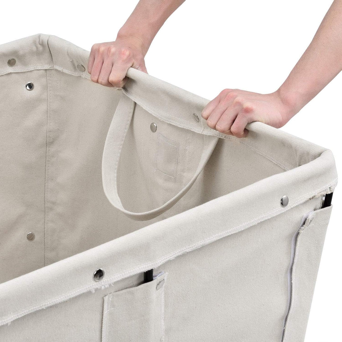 Global Industrial 12 Bushel, Canvas Basket Bulk Truck, 36" L x 26" W x 33-1/2"H, Unassembled, Rolling Laundry Cart, Commercial Material Handling Cart with Swivel Rubber Casters