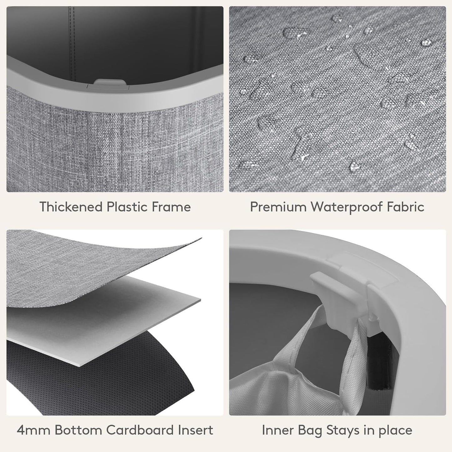 Lifewit 75L Slim Laundry Basket with Lid, Narrow Large Laundry Hamper with Plastic Handles and Removable Bag, Tall Foldable Dirty Clothes Hampers for Laundry Room, Bedroom, Bathroom, Dorm, Gray