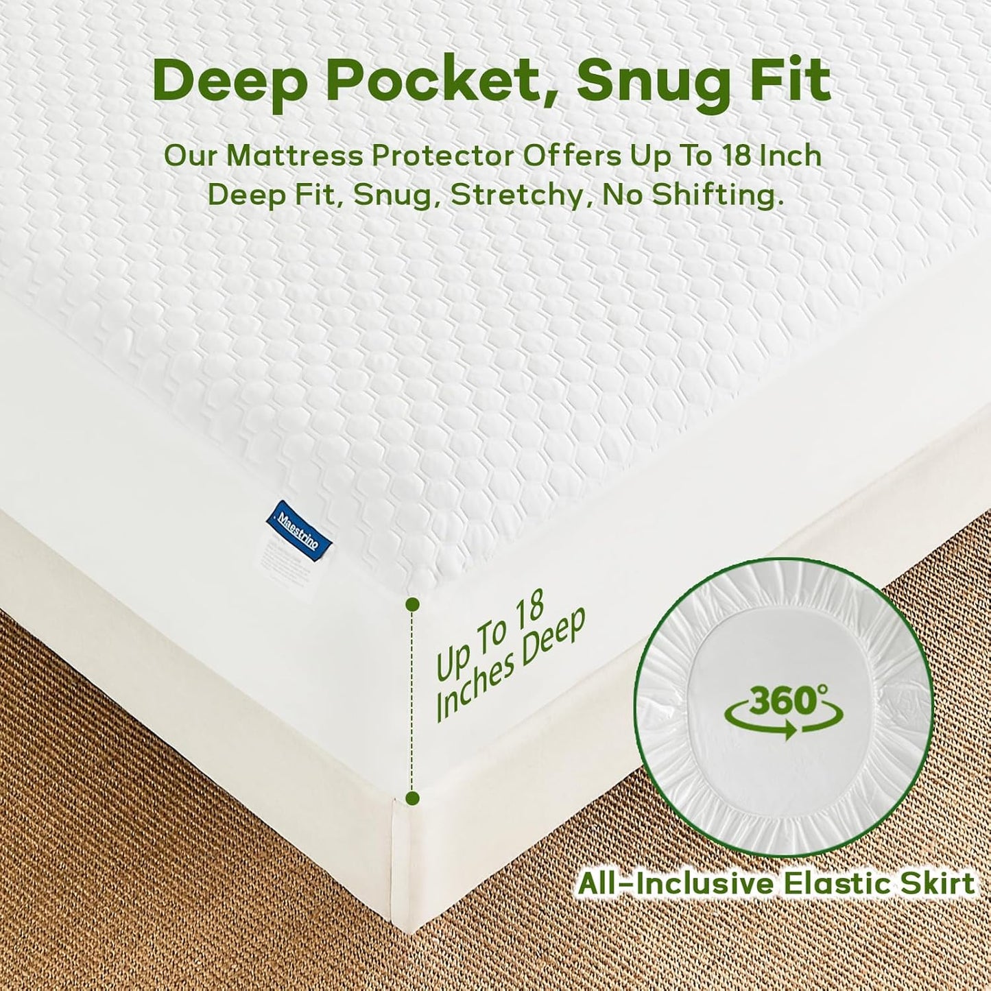 Luxury Queen Size Tencel Waterproof Mattress Protector Deep Pocket - Premium Cooling Bed Cover Pad - Hypoallergenic & Allergy-Friendly - Oeko-Tex Certified - Ultra Soft & Breathable