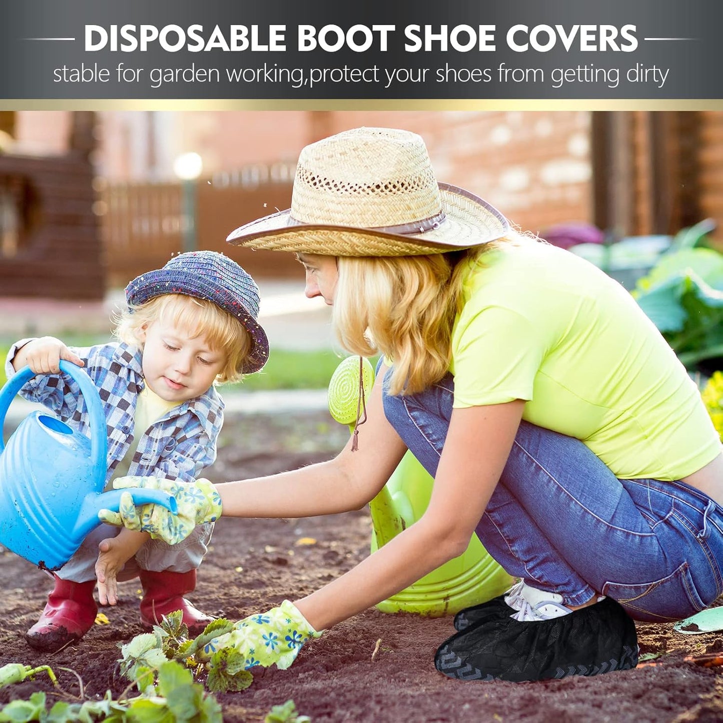 Zhanmai 300 Pack Disposable Shoe Covers Non Slip Disposable Large Foot Booties Shoe Covers for Indoors Contractors Floor and Carpet Protectors, One Size Fits Most(Black)